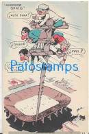 229618 ART ARTE SIGNED BENZ HUMOR WATCHING THE SOCCER FUTBOL FOOTBALL GAME FROM THE LIGHT STICK POSTAL POSTCARD - Autres & Non Classés