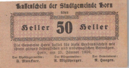 50 HELLER 1920 Stadt HORN Niedrigeren Österreich Notgeld Banknote #PD615 - [11] Local Banknote Issues