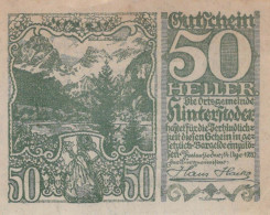 50 HELLER 1920 Stadt HINTERSTODER Oberösterreich Österreich Notgeld #PD602 - [11] Local Banknote Issues