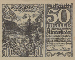 50 HELLER 1920 Stadt HINTERSTODER Oberösterreich Österreich Notgeld Papiergeld Banknote #PG853 - [11] Local Banknote Issues