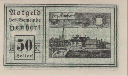 50 HELLER 1920 Stadt HENHART Oberösterreich Österreich Notgeld Papiergeld Banknote #PG586 - [11] Local Banknote Issues