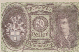 50 HELLER 1920 Stadt HAUSMENING Niedrigeren Österreich Notgeld Papiergeld Banknote #PG844 - [11] Local Banknote Issues