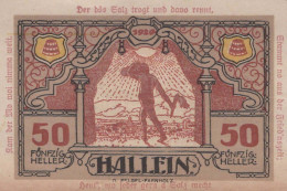 50 HELLER 1920 Stadt HALLEIN Salzburg Österreich Notgeld Banknote #PD583 - [11] Local Banknote Issues