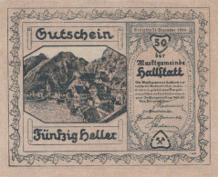 50 HELLER 1920 Stadt HALLSTATT Oberösterreich Österreich Notgeld Papiergeld Banknote #PG878 - [11] Local Banknote Issues