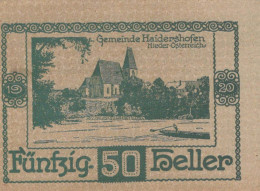 50 HELLER 1920 Stadt HAIDERSHOFEN Niedrigeren Österreich UNC Österreich Notgeld #PG500 - [11] Local Banknote Issues