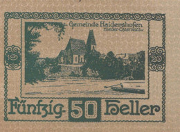 50 HELLER 1920 Stadt HAIDERSHOFEN Niedrigeren Österreich Notgeld #PD621 - [11] Local Banknote Issues