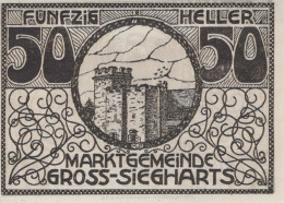 50 HELLER 1920 Stadt GROSS-SIEGHARTS Niedrigeren Österreich Notgeld Papiergeld Banknote #PG571 - [11] Local Banknote Issues