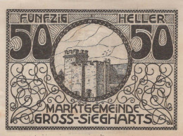 50 HELLER 1920 Stadt GROSS-SIEGHARTS Niedrigeren Österreich Notgeld #PF180 - [11] Local Banknote Issues