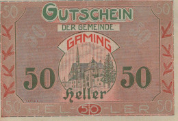 50 HELLER 1920 Stadt GAMING Niedrigeren Österreich Notgeld Papiergeld Banknote #PG559 - [11] Local Banknote Issues