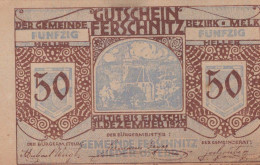 50 HELLER 1920 Stadt FERSCHNITZ Niedrigeren Österreich Notgeld #PI358 - [11] Local Banknote Issues