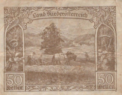 50 HELLER 1920 Stadt Federal State Of Niedrigeren Österreich Notgeld #PE234 - [11] Local Banknote Issues