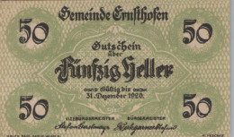 50 HELLER 1920 Stadt ERNSTHOFEN Niedrigeren Österreich UNC Österreich Notgeld #PH122 - [11] Local Banknote Issues