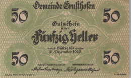 50 HELLER 1920 Stadt ERNSTHOFEN Niedrigeren Österreich Notgeld Papiergeld Banknote #PG544 - [11] Local Banknote Issues