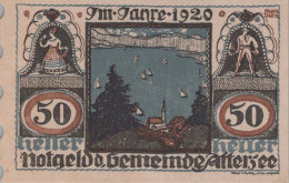 50 HELLER 1920 Stadt ATTERSEE Oberösterreich Österreich Notgeld Banknote #PF351 - [11] Emissions Locales