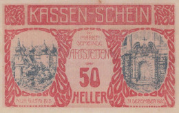 50 HELLER 1920 Stadt ARTSTETTEN Niedrigeren Österreich Notgeld #PE192 - [11] Emissions Locales