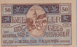 50 HELLER 1920 Stadt ARDAGGER Niedrigeren Österreich UNC Österreich Notgeld #PH046 - [11] Emissions Locales