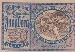 50 HELLER 1920 Stadt ANNABERG Niedrigeren Österreich Notgeld Papiergeld Banknote #PG508 - [11] Emissions Locales