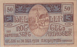 50 HELLER 1920 Stadt ARDAGGER Niedrigeren Österreich Notgeld Banknote #PE796 - [11] Emissions Locales