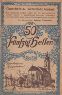50 HELLER 1920 Stadt ANDORF Oberösterreich Österreich Notgeld Banknote #PE187 - [11] Emissions Locales
