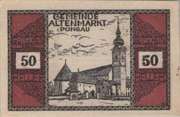 50 HELLER 1920 Stadt ALTENMARKT IM PONGAU Salzburg Österreich Notgeld #PE174 - [11] Emissions Locales
