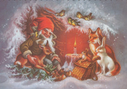 SANTA CLAUS ANIMALS CHRISTMAS Holidays Vintage Postcard CPSM #PAK984.GB - Santa Claus