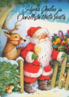 SANTA CLAUS ANIMALS CHRISTMAS Holidays Vintage Postcard CPSM #PAK571.GB - Santa Claus