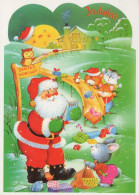 SANTA CLAUS ANIMALS CHRISTMAS Holidays Vintage Postcard CPSM #PAK506.GB - Santa Claus
