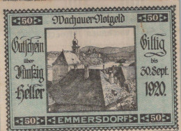 50 HELLER 1920 Stadt WACHAU Niedrigeren Österreich Notgeld Papiergeld Banknote #PG715 - [11] Emissions Locales