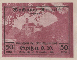 50 HELLER 1920 Stadt WACHAU Niedrigeren Österreich Notgeld Banknote #PF288 - [11] Emissions Locales