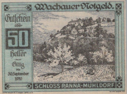 50 HELLER 1920 Stadt WACHAU Niedrigeren Österreich Notgeld Banknote #PF306 - [11] Emissions Locales