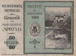 50 HELLER 1920 Stadt WACHAU Niedrigeren Österreich Notgeld Banknote #PE722 - [11] Emissions Locales