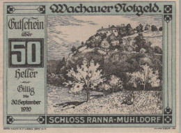 50 HELLER 1920 Stadt WACHAU Niedrigeren Österreich Notgeld Banknote #PE081 - [11] Emissions Locales