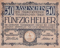 50 HELLER 1920 Stadt TRAISKIRCHEN Niedrigeren Österreich UNC Österreich Notgeld #PH463 - [11] Local Banknote Issues