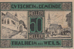 50 HELLER 1920 Stadt THALHEIM BEI WELS Oberösterreich Österreich Notgeld #PF247 - [11] Local Banknote Issues