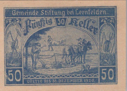 50 HELLER 1920 Stadt STIFTUNG BEI LEONFELDEN Oberösterreich Österreich #PD768 - [11] Local Banknote Issues