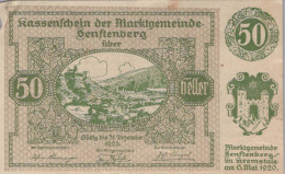 50 HELLER 1920 Stadt SENFTENBERG Niedrigeren Österreich Notgeld #PE689 - [11] Emisiones Locales