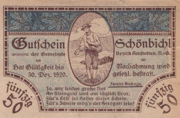 50 HELLER 1920 Stadt SCHoNBICHEL Niedrigeren Österreich Notgeld #PE799 - [11] Emisiones Locales