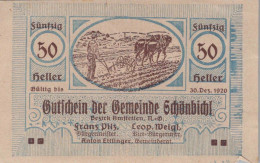 50 HELLER 1920 Stadt SCHoNBICHEL Niedrigeren Österreich Notgeld #PE694 - Lokale Ausgaben