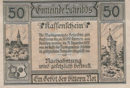 50 HELLER 1920 Stadt SCHEIBBS Niedrigeren Österreich Notgeld Papiergeld Banknote #PG789 - [11] Emissions Locales