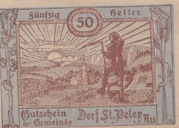 50 HELLER 1920 Stadt SANKT PETER IN DER AU Niedrigeren Österreich #PF195 - Lokale Ausgaben