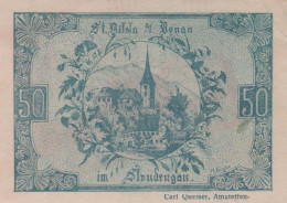 50 HELLER 1920 Stadt SANKT NIKOLA AN DER DONAU Oberösterreich Österreich #PE872 - Lokale Ausgaben