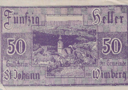 50 HELLER 1920 Stadt SANKT JOHANN AM WIMBERG Oberösterreich Österreich UNC Österreich #PH052 - [11] Local Banknote Issues