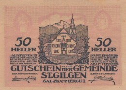 50 HELLER 1920 Stadt SANKT GILGEN Salzburg Österreich Notgeld Papiergeld Banknote #PG792 - [11] Emisiones Locales