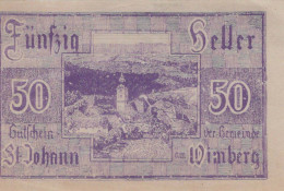 50 HELLER 1920 Stadt SANKT JOHANN AM WIMBERG Oberösterreich Österreich #PE816 - [11] Local Banknote Issues