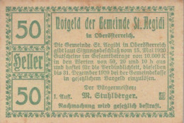 50 HELLER 1920 Stadt SANKT AEGIDI Oberösterreich Österreich UNC Österreich Notgeld #PH390 - [11] Local Banknote Issues