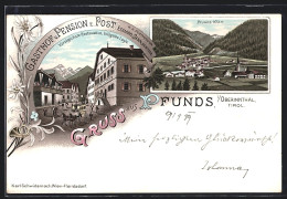 Lithographie Pfunds, Gasthof Und Pension Zur Post, Inh.: Eduard Senn, Panorama  - Autres & Non Classés