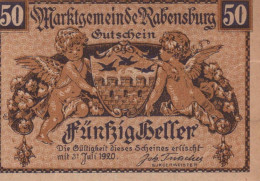 50 HELLER 1920 Stadt RABENSBURG Niedrigeren Österreich Notgeld #PE528 - [11] Emisiones Locales