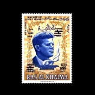 Ras Al Khaima: 'John F. Kennedy– Eternal Flame At Arlington Cemetery, 1966', Mi. 85A DD; Sc. 79 Double Overprinted ** - Kennedy (John F.)