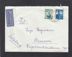 LUFTPOSTBRIEF MIT STEMPEL " TELEGRAPHENZENTRALSTATION WIEN " UND 2 B.MARKEN "TRACHTEN" NACH HANNOVER, 11-1-54. - Briefe U. Dokumente