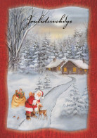 PÈRE NOËL Animaux NOËL Fêtes Voeux Vintage Carte Postale CPSM #PAK509.FR - Santa Claus